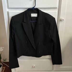 blazer crop top jacket - black - aritzia jacket - formal - professional wear